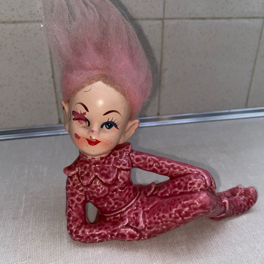 Rare 1950’s MCM Vintage Ceramic Pixie Elf Figurine BRINN’s -‎ PA- JAPAN T -1490